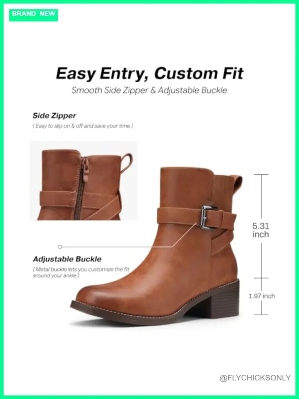 Women's Faux Leather Ankle Boots Low Block Heel Side Zipper Square Toe